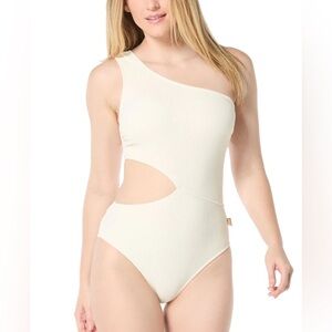 Michael Kors Cream Side Cut Out 1pc Swimsuit 14 L/XL